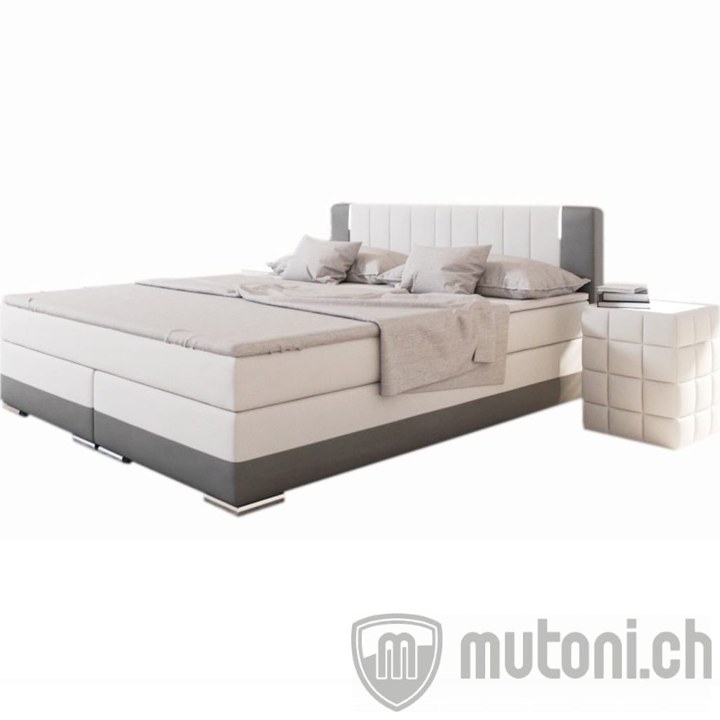 Sommier tapissier LED cuir synthétique blanc 200x200cm ...